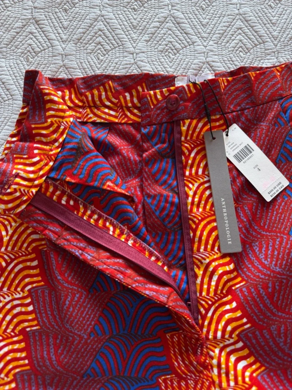 New Anthropologie SIKA Abstract-Print Wide-Leg Trousers pants Size 4 Anthro